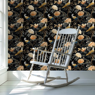 Dark Academia Chinoiserie Style Floral Wallpaper Wallpaper