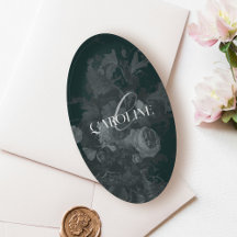 Dark Academia Classy Elegant Script Green Floral