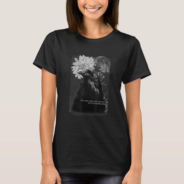 Dark Academia Crow Viking Raven Norse Pagan Black  T-Shirt (Front)