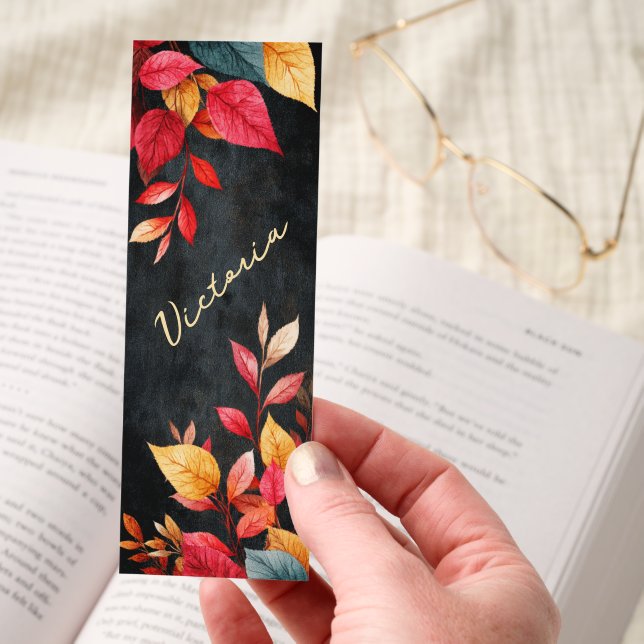Dark Academia Dark Leaves Personalized Bookmarks (Hand)