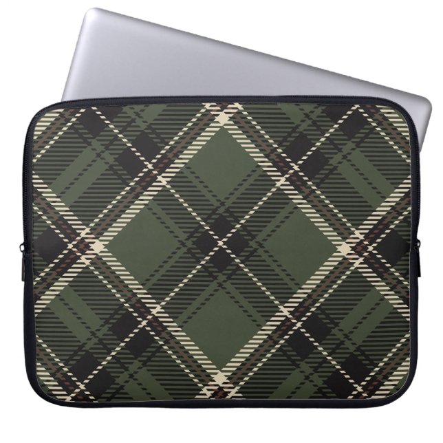 Dark Academia Dark Spruce Green Plaid  Laptop Sleeve (Front)