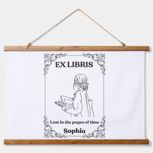 Dark Academia Ex Libris Personalized Reading Journ Hanging Tapestry