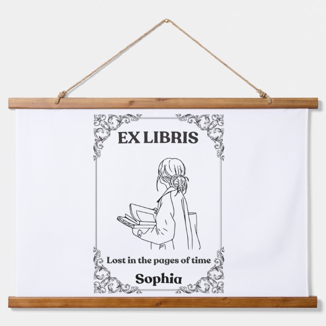 Dark Academia Ex Libris Personalized Reading Journ Hanging Tapestry (Front)