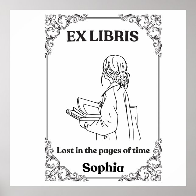 Dark Academia Ex Libris Personalized Reading Journ Poster (Front)