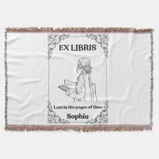 Dark Academia Ex Libris Personalized Reading Journ Throw Blanket