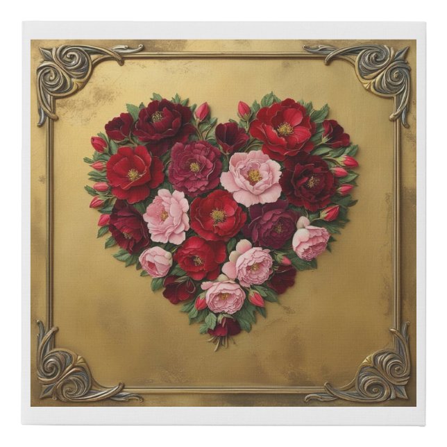 Dark Academia Floral Heart Design #1 Faux Canvas Print (Front)