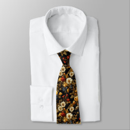 Dark Academia Floral Neck Tie