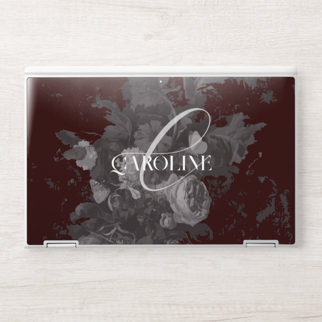Dark Academia Floral Still Life Burgundy HP Laptop Skin (Front)