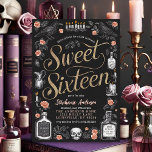Dark Academia Floral Sweet Sixteen Birthday Invitation<br><div class="desc">Invite your guests to a hauntingly beautiful Sweet Sixteen celebration with this gothic-inspired invitation. Featuring dark florals, vintage typography, and illustrations of ravens and candles, this design sets the perfect mood for a Dark Academia-themed party. Easily customize this invitation with your event details to create a unique and memorable keepsake....</div>