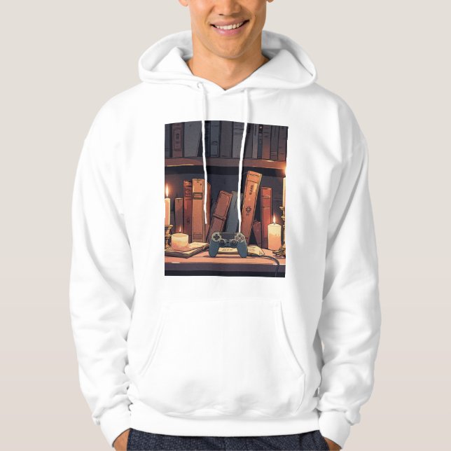 Dark Academia Gamer Illustration T-Shirt Hoodie (Front)