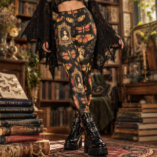 Dark Academia Goth Victorian Gothic Cameo Red Moth Leggings