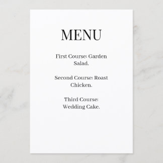 Dark Academia Goth Wedding Menu