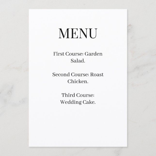 Dark Academia Goth Wedding Menu (Front)