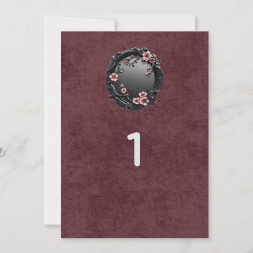 Dark Academia Goth Wedding Table Numbers
