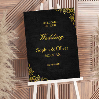 Dark Academia Gothic Elegant Wedding Welcome Sign