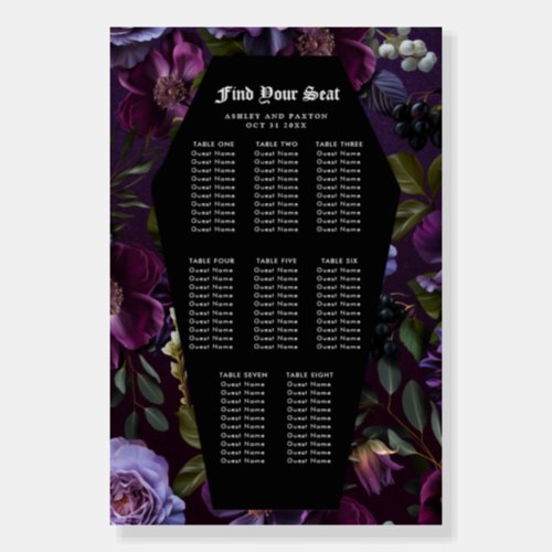 Dark Academia Gothic Floral  Seating Chart Foam Board