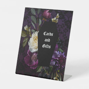 Dark Academia Gothic Floral Table Number Pedestal Sign