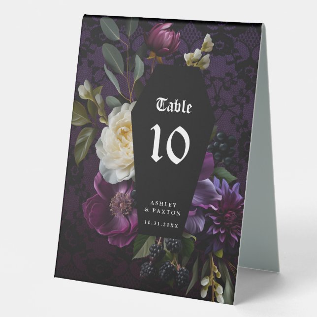 Dark Academia Gothic Floral | Table Number Table Tent (Front)