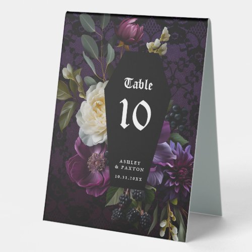 Dark Academia Gothic Floral  Table Number Table Tent Sign