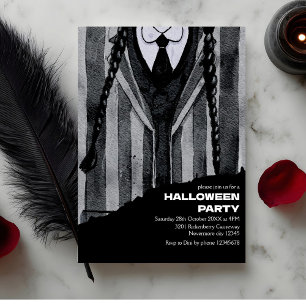 Dark Academia Gothic Schoolgirl Halloween Party Invitation