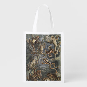 Dark Academia Haeckel Vintage Frog Nature Print Grocery Bag