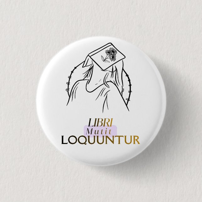 Dark Academia Latin Quote Line Art Button (Front)
