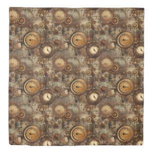 Dark Academia Mechanical Parchment Sepia Brass Duvet Cover