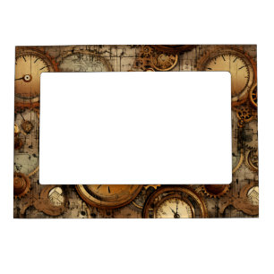 Dark Academia Mechanical Parchment Sepia Brass Magnetic Frame