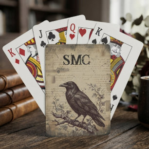 Dark Academia Moody Onyx Raven Poker Cards
