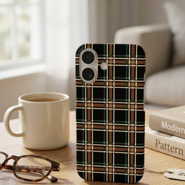 Dark Academia Moody Plaid Tartan Geometric  Case-Mate iPhone Case (Creator Uploaded)
