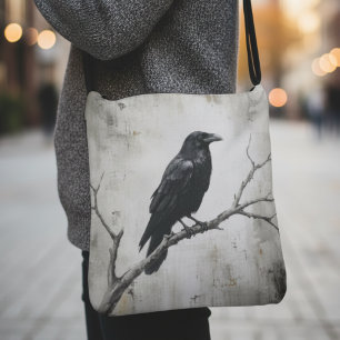 Dark Academia Moody Raven Gothic Crossbody Bag