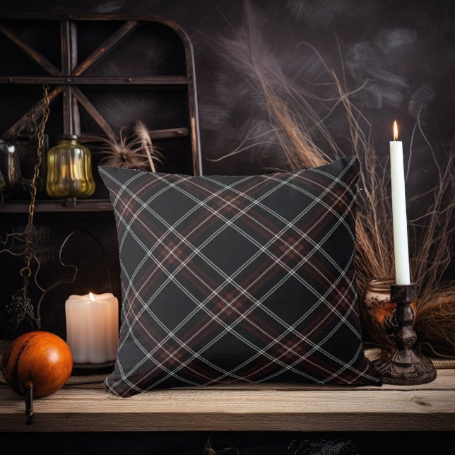 Dark Academia Navy Plaid design Throw Pillow (Creator Uploaded)