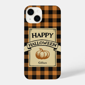 dark academia orange check plaid iPhone 14 case