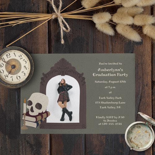 Dark Academia Photo Graduation Party Invitation