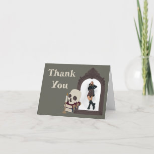 Dark Academia Photo Graduation Party Letterpress Thank You Card