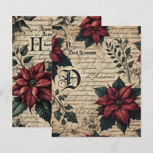 Dark Academia Poinsettia Parchment Scrapbook Paper