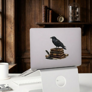 Dark Academia Raven Crow Books Floral Style Sticker