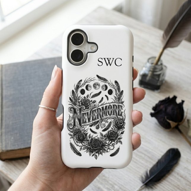 Dark Academia Raven Floral Literary Case-Mate iPhone Case (Dark academia raven phone case)