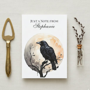 Dark Academia Raven Watercolor Letterpress Thank You Card