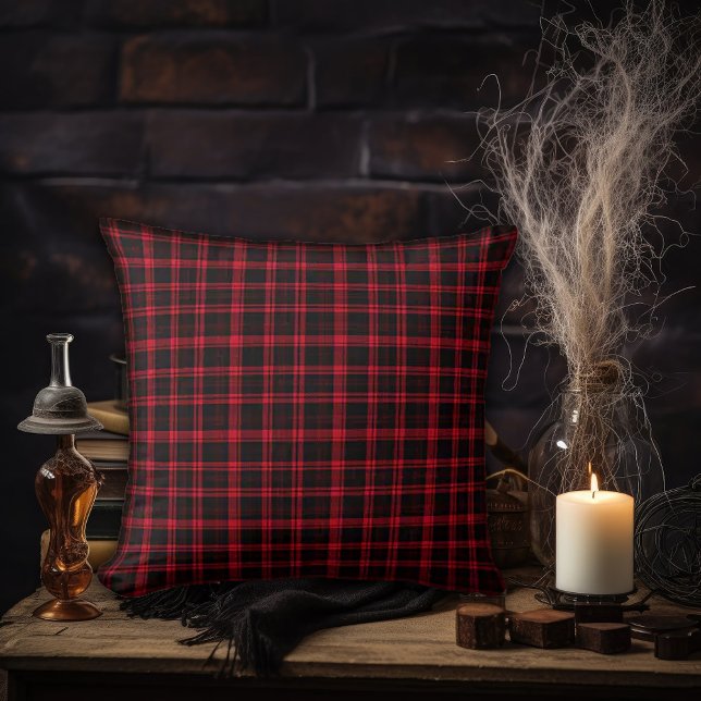 Dark Academia Red Plaid Throw Pillow (Creator Uploaded)