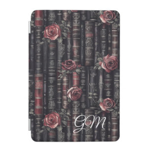Dark Academia Roses & Books Custom Monogram iPad Mini Cover