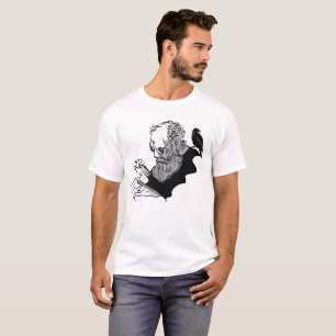 Dark Academia Scholar Sketch with Raven Art T-Shirt