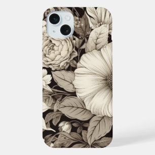 Dark Academia Sepia Floral Botanical iPhone 15 Plus Case
