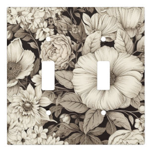 Dark Academia Sepia Floral Botanical Light Switch Cover