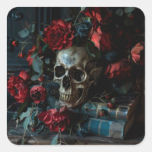 Dark Academia Skull Flowers