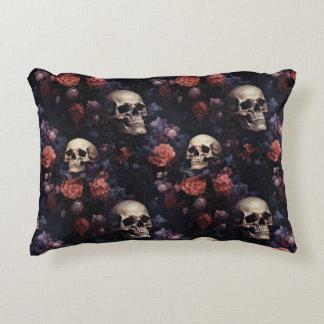 Dark Academia Skulls and Flowers Accent Pillow