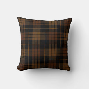 Dark Academia Tan Plaid Throw Pillow