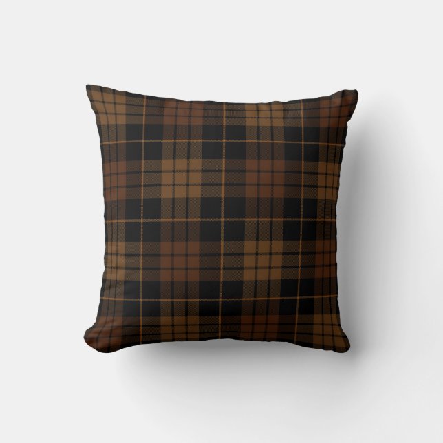 Dark Academia Tan Plaid Throw Pillow (Front)