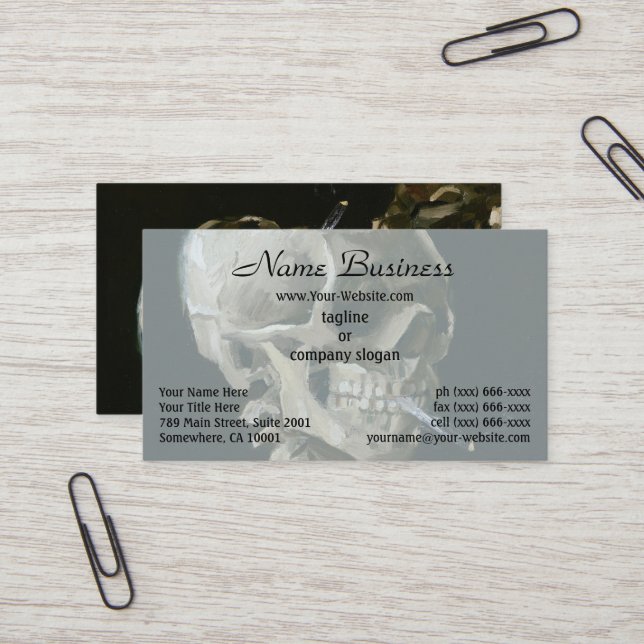 Dark Academia Van Gogh Skeleton Aesthetic Business Card (Front/Back In Situ)