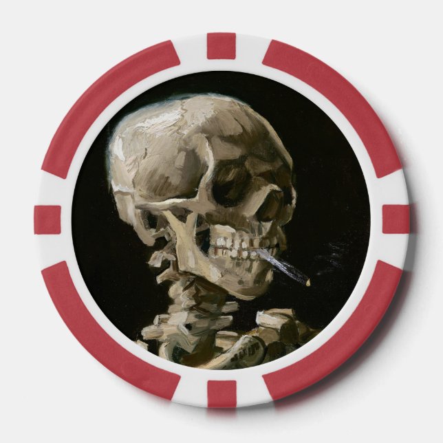 Dark Academia Van Gogh Skeleton Aesthetic Poker Chips (Front)